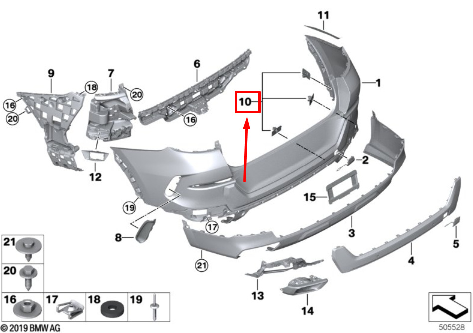 new bmw x6g06 rear left bumper pdc holder 7429447 51127429447 original