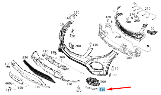 new mb gle c292 front right bumper cover grille molding a2928850274 original