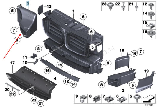 NEW BMW 7 F01 FRONT LEFT AIR DUCT 51747898883 7898883 2015 ORIGINAL