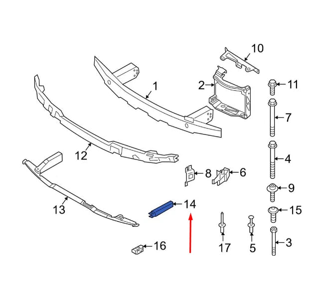 NEW BMW 4 M G22 FRONT RIGHT BUMPER SUPPORT RAIL BRACKET 51118071606 ORIGINAL