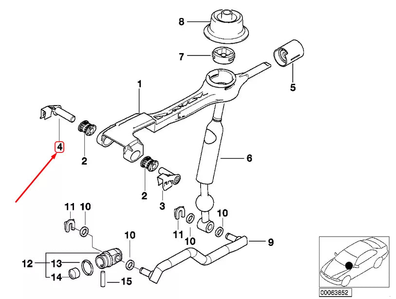 NEW BMW 3 E46 GEAR SHIFT RIGHT BEARING PIN 25111221580 1221580 ORIGINAL