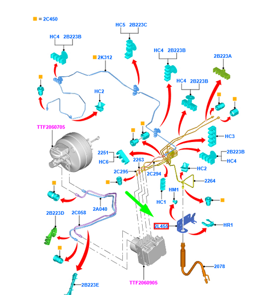 new ford transit custom mk1 front left brake pipe bracket 1763959 original