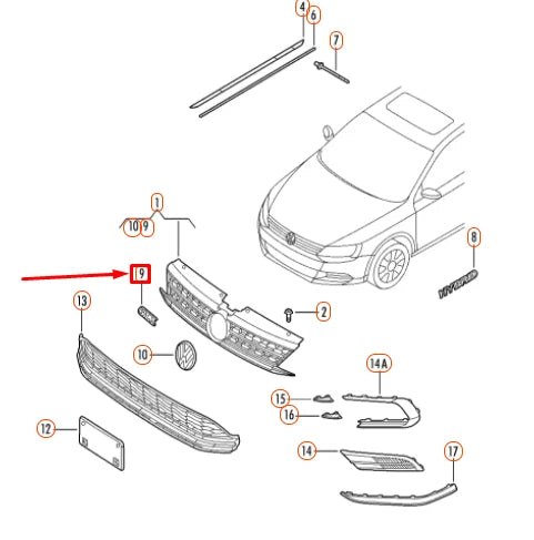 NEW VW JETTA A6 MK6 FRONT RADIATOR GRILLE INSCRIPTION BADGE 5C6853679739