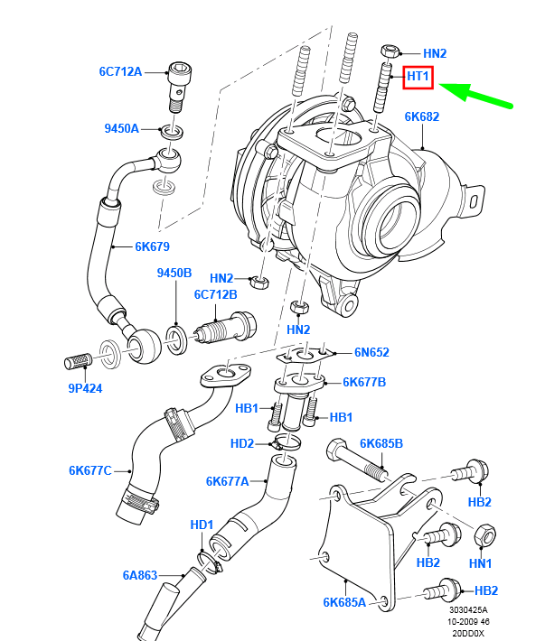 new ford kuga mk1 turbocharger stud w703748-s300 1005532 original