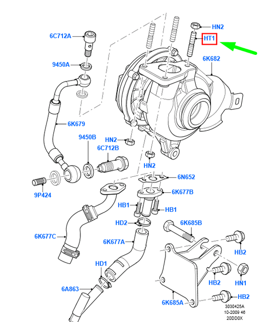 new ford kuga mk1 turbocharger stud w703748-s300 1005532 original