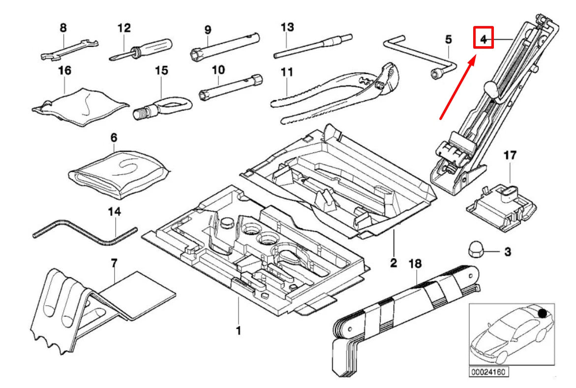 NEW BMW Z3 COUPE E36 LIFT JACK 71121093476 1093476 ORIGINAL