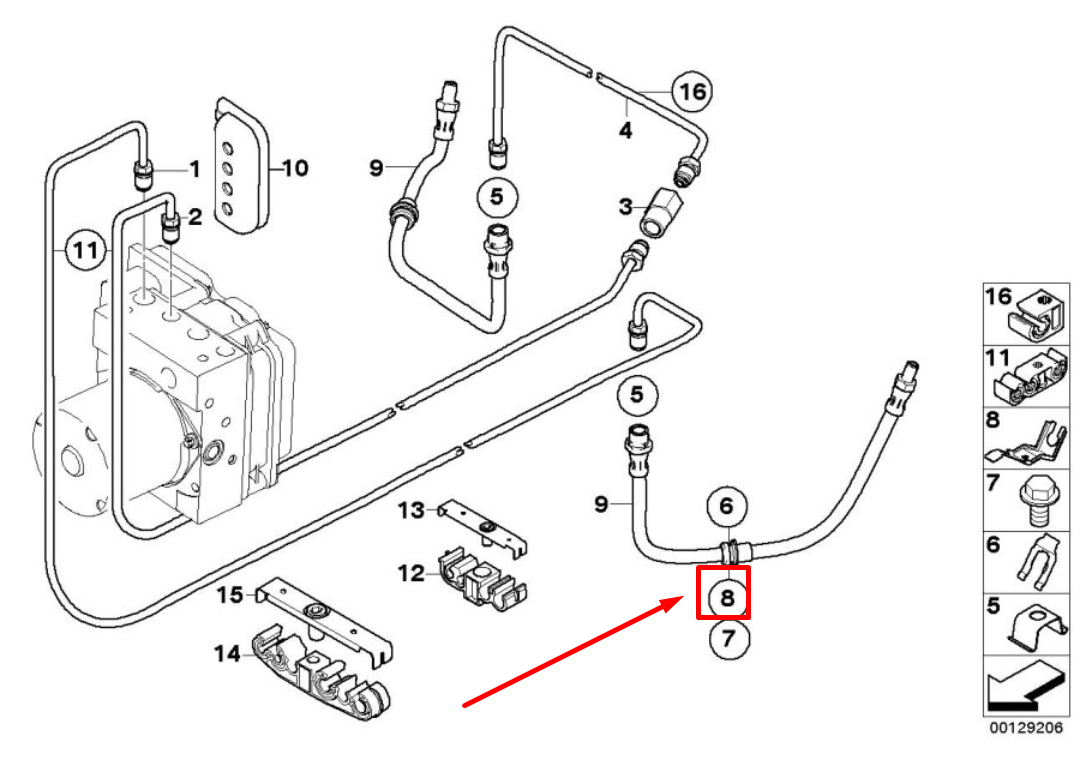 new bmw x3 e83 rear brake pipe bracket 3411763 34303411763 original