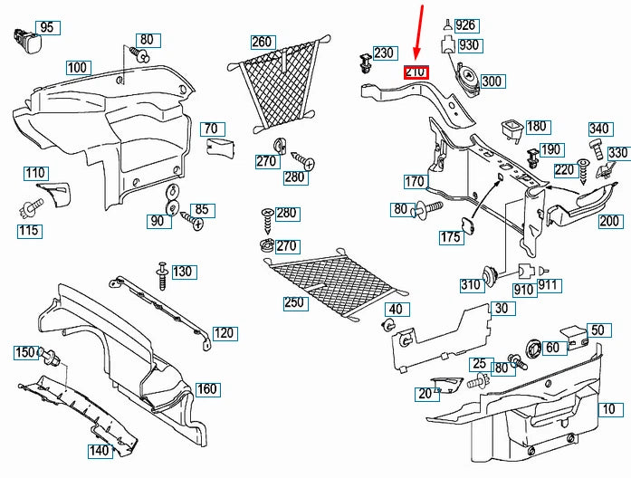 NEW MB SL R230 LUGGAGE RIGHT TUBULAR FRAME PANELING A23069306919C75 ORIGINAL