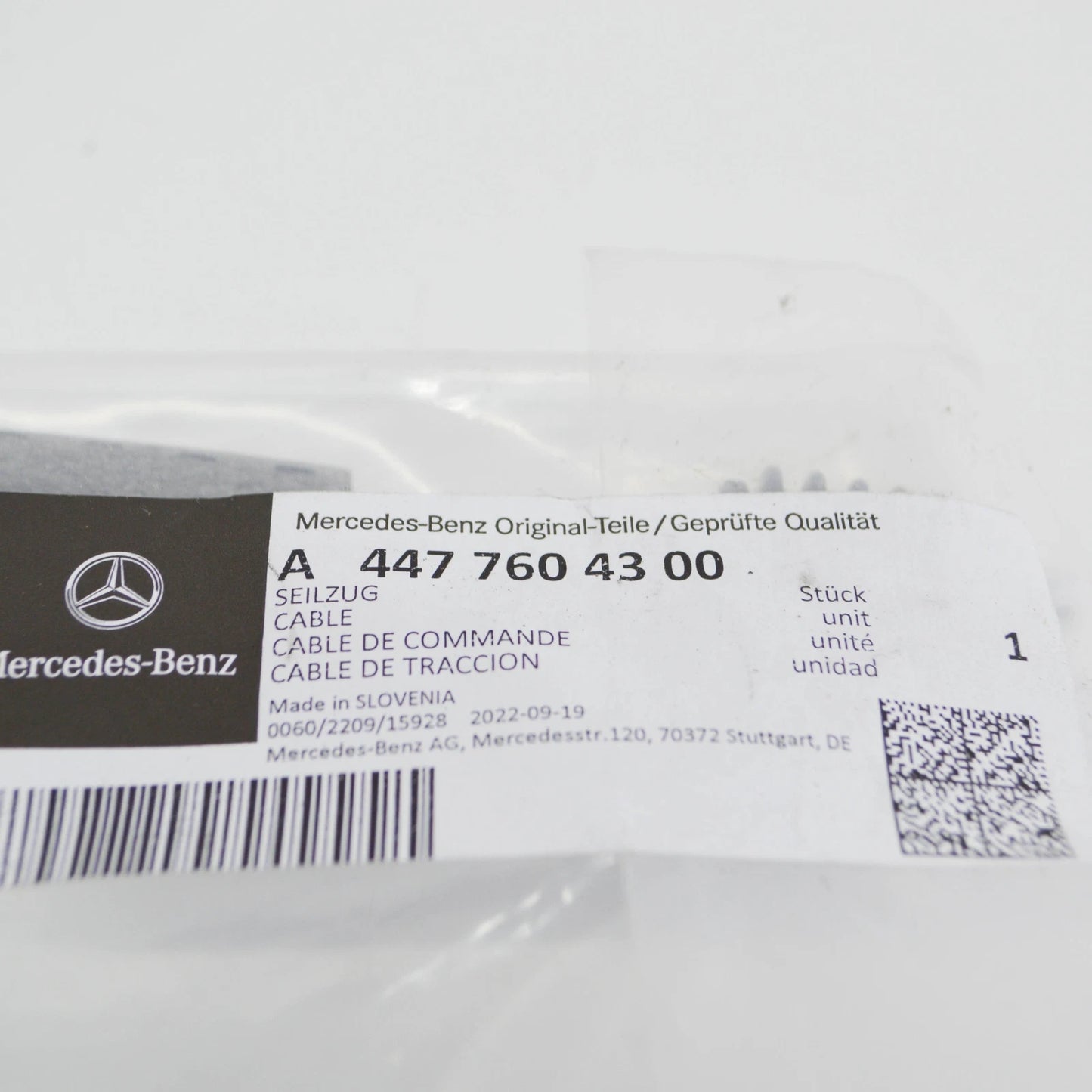 NEW MERCEDES-BENZ VITO W447 REAR END DOOR RIGHT CABLE A4477604300 ORIGINAL