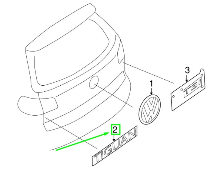 NEW VOLKSWAGEN TIGUAN 5N MK1 REAR LID BADGE 5N0853675PHQX ORIGINAL