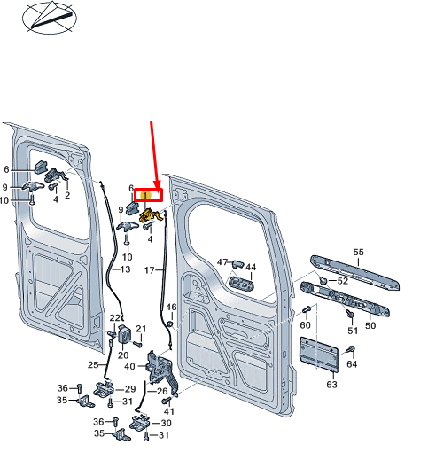 new vw caddy sb mk4 rear left upper door rotary latch lock 7la827161 original