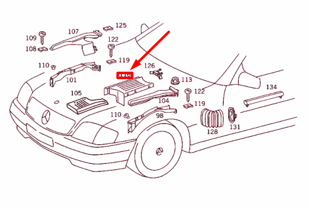 NEW MB SL R129 ABOVE CONTROL UNIT CABLE DUCT COVER A1298212538 ORIGINAL