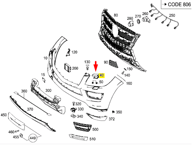 new mercedes-benz gl-class x166 left side headlamp washer cover a16686000089999