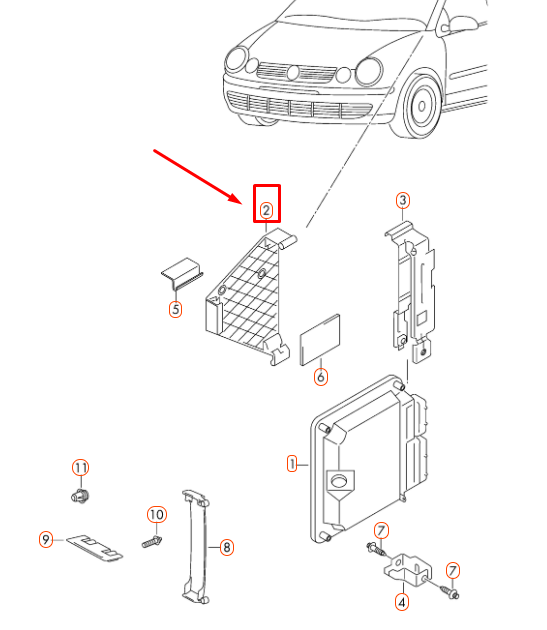 NEW VW POLO 9N MK4 ENGINE CONTROL UNIT RETAINER 6Q0906507 ORIGINAL