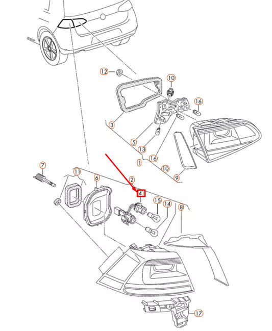 NEW VW GOLF MK7 REAR LEFT OUTER TAIL LIGHT BULB CARRIER 5G0945257 ORIGINAL