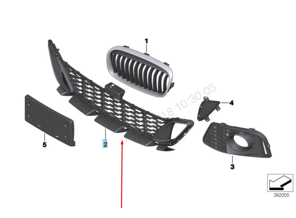 NEW BMW 2 F45 FRONT M SPORT BUMPER CENTER GRILLE 51118057891 8057891 ORIGINAL