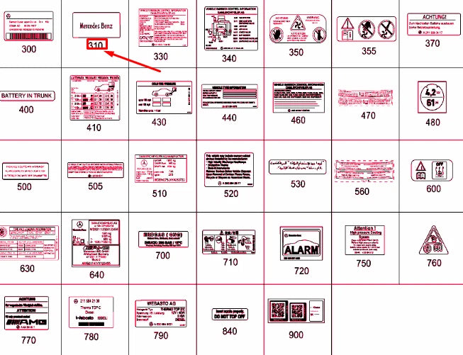 NEW MERCEDES-BENZ E W211 B-PILLAR NEAR MODEL PLATE STICKER A0045847438 ORIGINAL