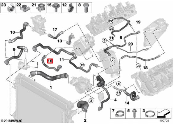 NEW BMW X5 G05 COOLANT HOSE PIPE 9894788 17129894788 ORIGINAL