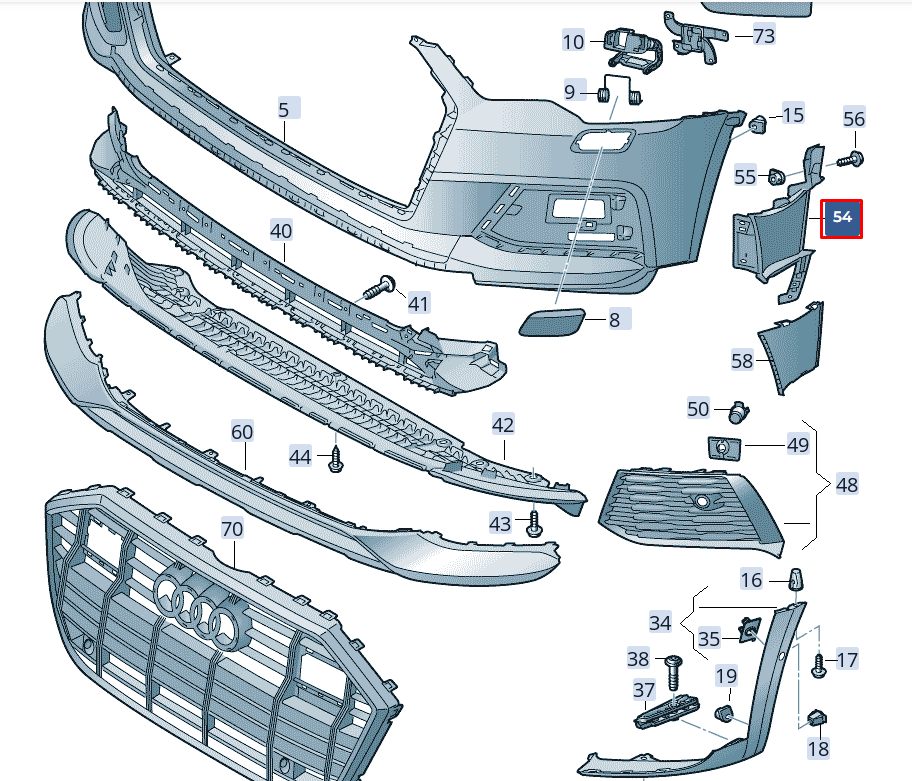 NEW AUDI A6 C8 FRONT RIGHT AIR GUIDE 4K0121764J ORIGINAL