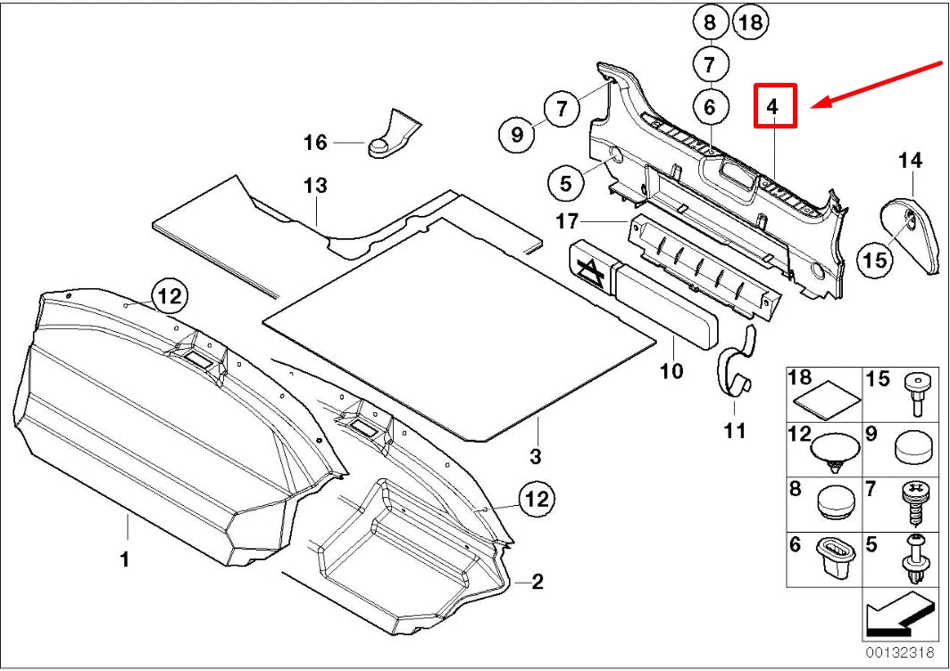 NEW BMW 3 E36 REAR TRUNK PANEL TRIM 51478410735 8410735 ORIGINAL