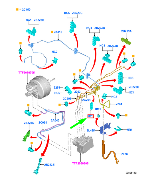 new ford transit custom mk1 front brake pipe clip 1089058 original