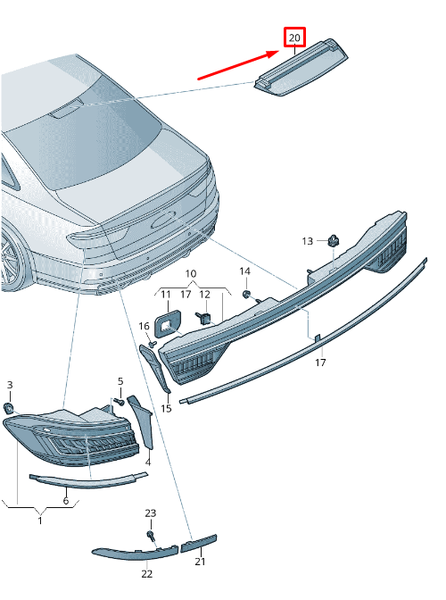 NEW AUDI A8 4N REAR THIRD BRAKE CENTRE STOP LIGHT 8W5945097D ORIGINAL