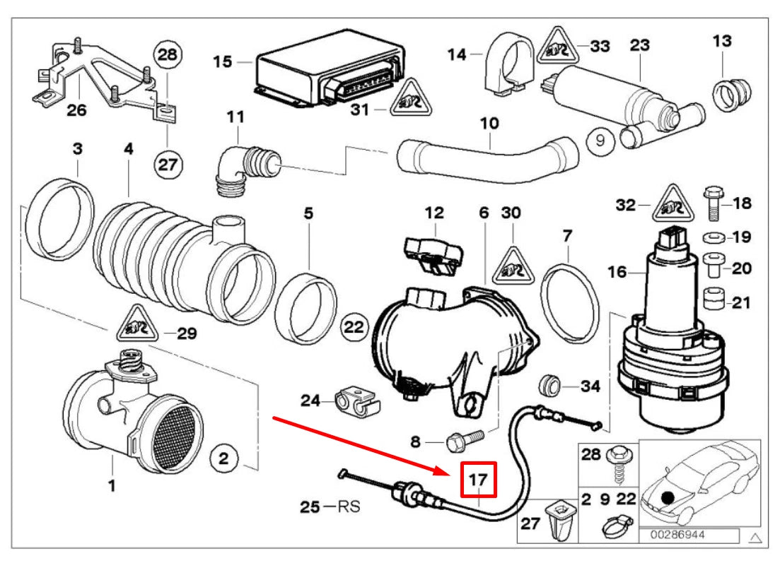 NEW BMW 5 E39 THROTTLE CABLE 1162633 35411162633 ORIGINAL