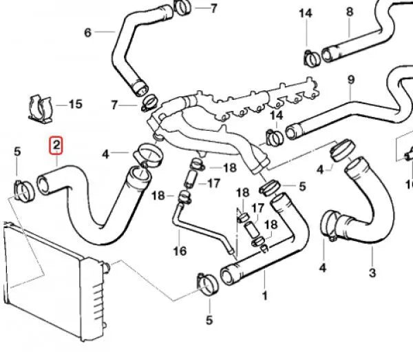 NEW BMW 5 E34 M5 3.5I COOLING SYSTEM WATER HOSE 11531312735 ORIGINAL