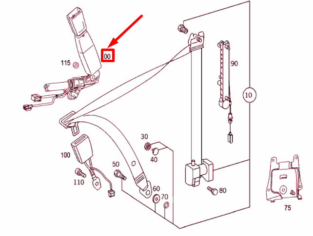 NEW MERCEDES-BENZ S W220 FRONT SEAT BELT BUCKLE A2208601169 ORIGINAL