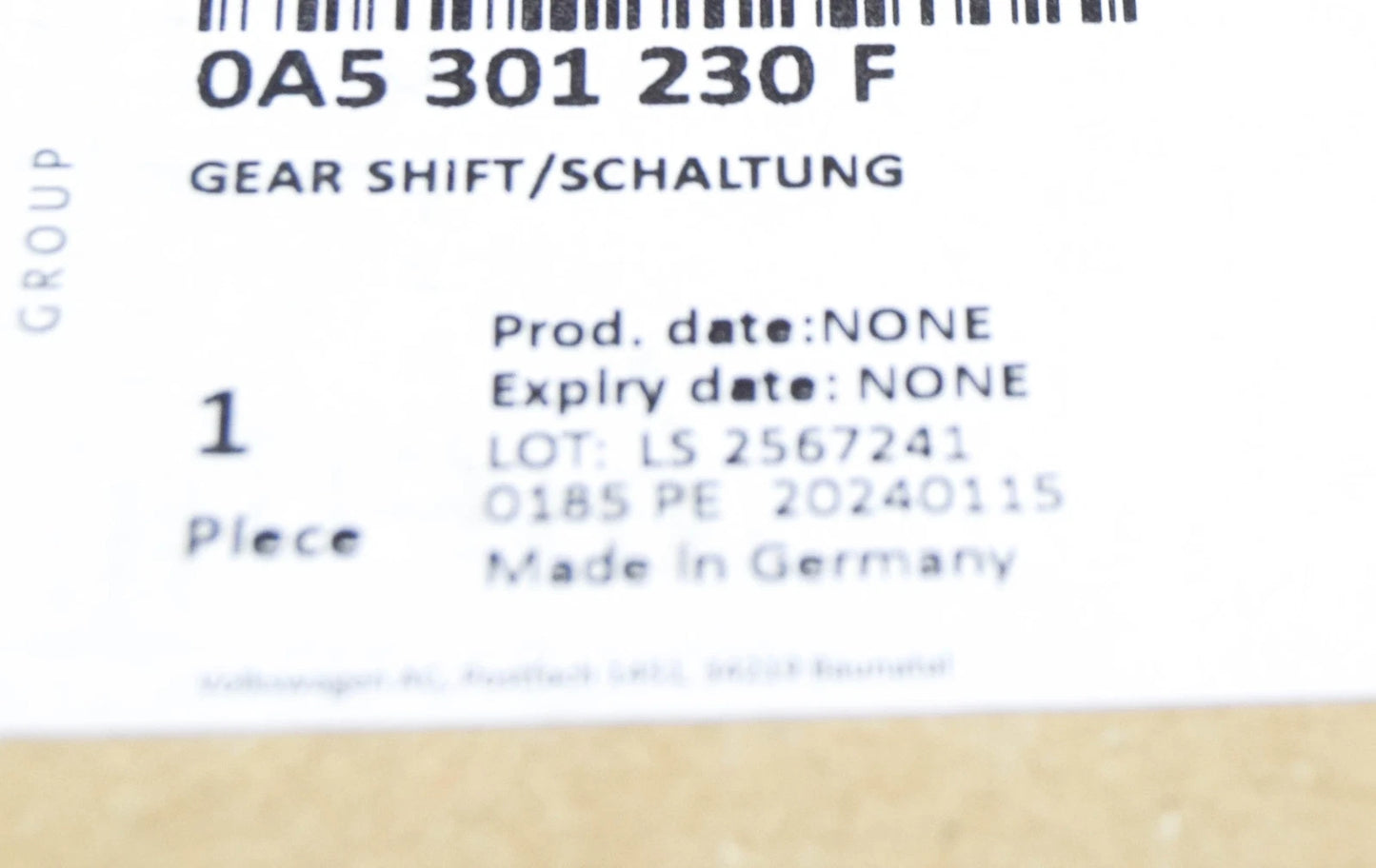 NEW VOLKSWAGEN TRANSPORTER T5 MANUAL SHIFT ROD SELECTOR FORK 0A5301230F ORIGINAL