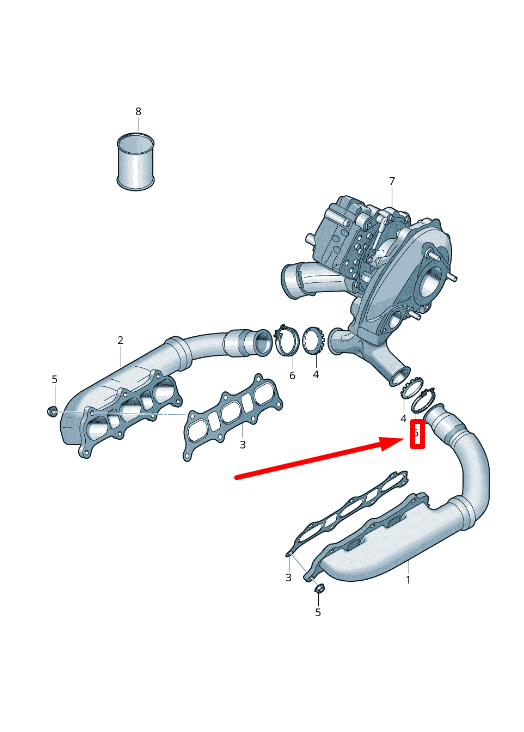 new audi a4 8w2, b9 turbo exhaust manifold clamp 059253139b original