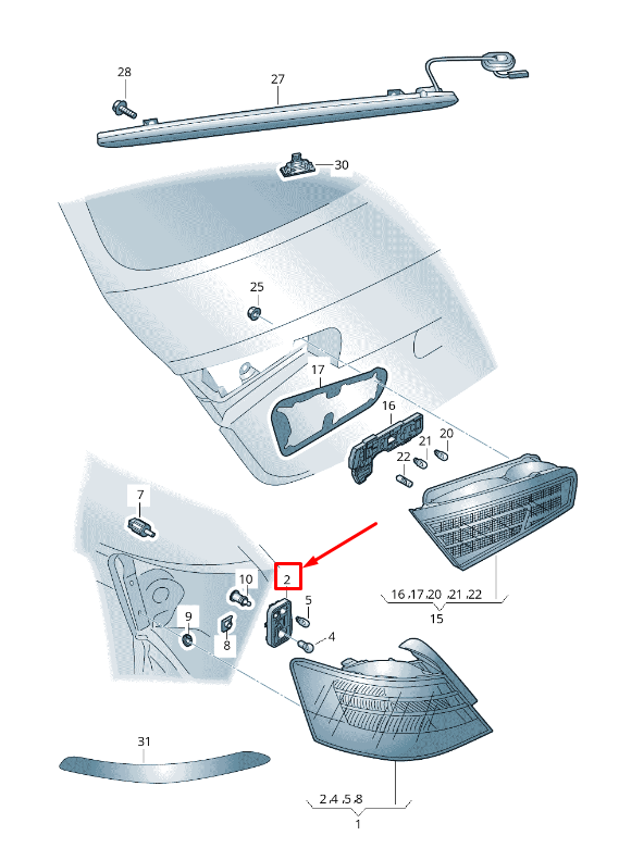 NEW AUDI A3 SPORTBACK 8V REAR RIGHT TAIL LIGHT BULB HOLDER 8V3945258 ORIGINAL