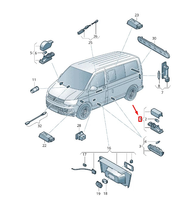 NEW VW TRANSPORTER VI T6 ENTRANCE LIGHTING 7E0947415 ORIGINAL