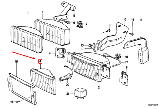 new bmw 3 e30 front right fog light lamp insert 63171375050 1375050 original