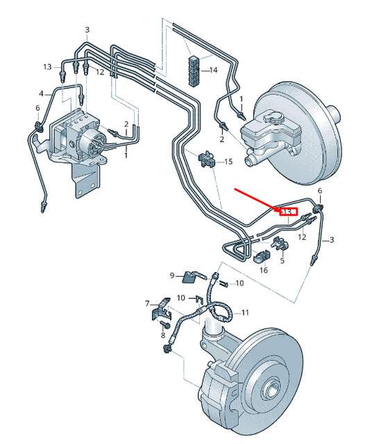 new skoda karoq nu front right brake pipe lhd 5q2614726h original