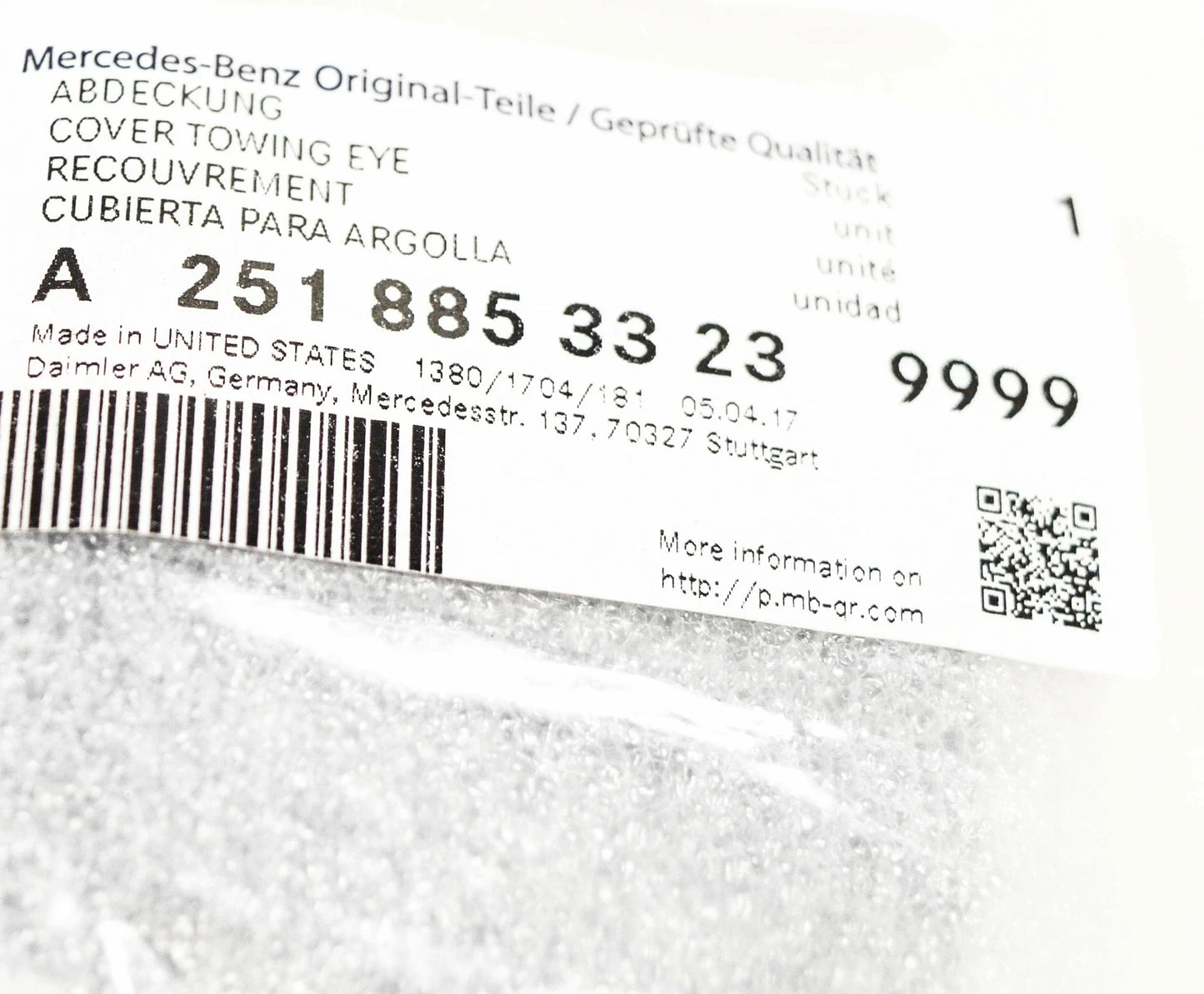 NEW MB R-CLASS W251 REAR BUMPER TOW HOOK EYE COVER A25188533239999 2010