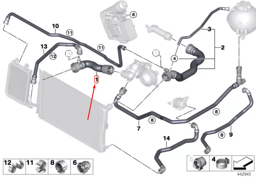 NEW BMW X3 F25 COOLANT HOSE 17128571606 8571606 ORIGINAL