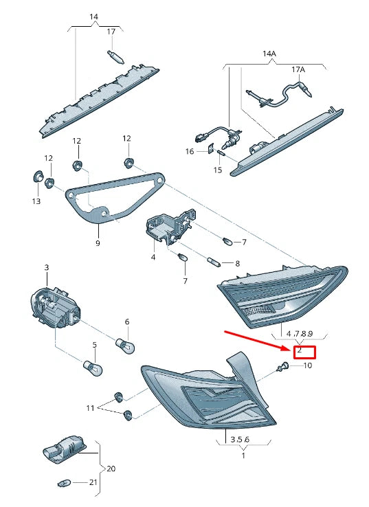 NEW SEAT LEON 5F REAR RIGHT SIDE TAILGATE TAILLIGHT 5F0945308M ORIGINAL