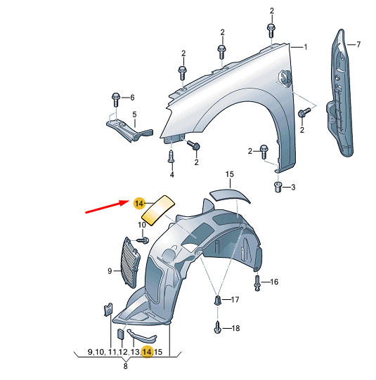 new skoda superb mk3 front fender liner noise insulation 3v0805696 original