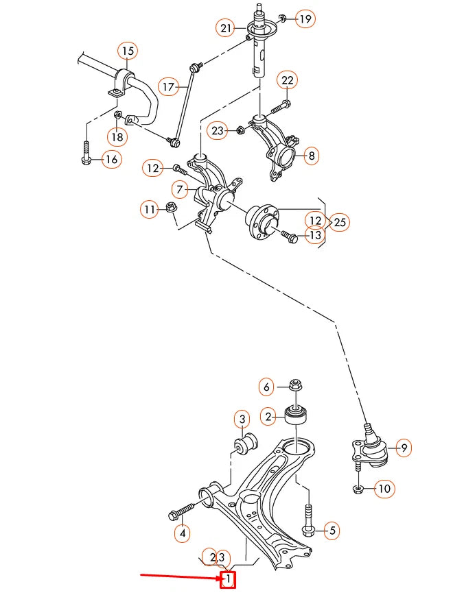 NEW VOLKSWAGEN BEETLE A5 FRONT RIGHT WISHBONE CONTROL ARM 561407152C ORIGINAL