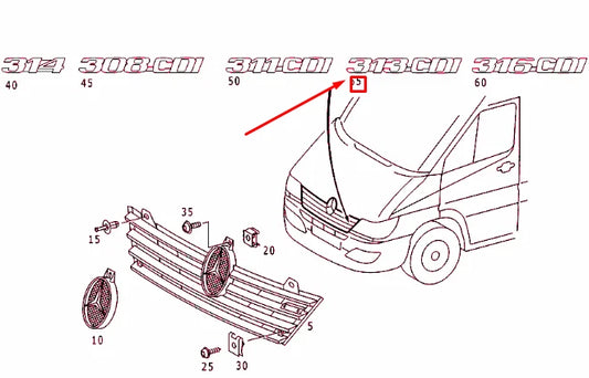 NEW MERCEDES-BENZ SPRINTER 903 RADIATOR GRILLE SHELL EMBLEM A9018172214
