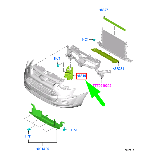 new ford tourneo custom front body system right deflector 2202145 original