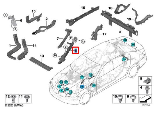 NEW BMW M5 F90 SEALING FRAME LOWER PART LEFT 1138795720 ORIGINAL