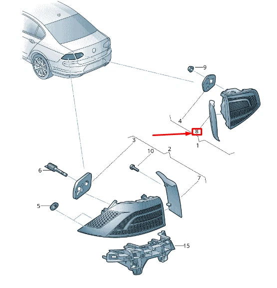 NEW VW PASSAT B8 3G REAR LEFT INNER TAIL LIGHT TRIM 3G5945309 ORIGINAL