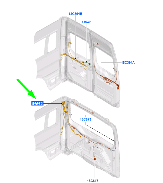 new ford transit mk3 back door body closure wiring assy 1669570 original