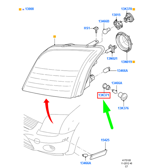 new ford transit connect mk1 front side flasher lamp bulb holder 1203522