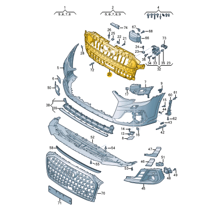 new audi a8 4n front bumper center closing plate 4n0807233e original