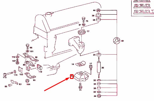 NEW MB SALOON W123 ENGINE FRONT RIGHT RUBBER MOUNTING A1232413413 ORIGINAL