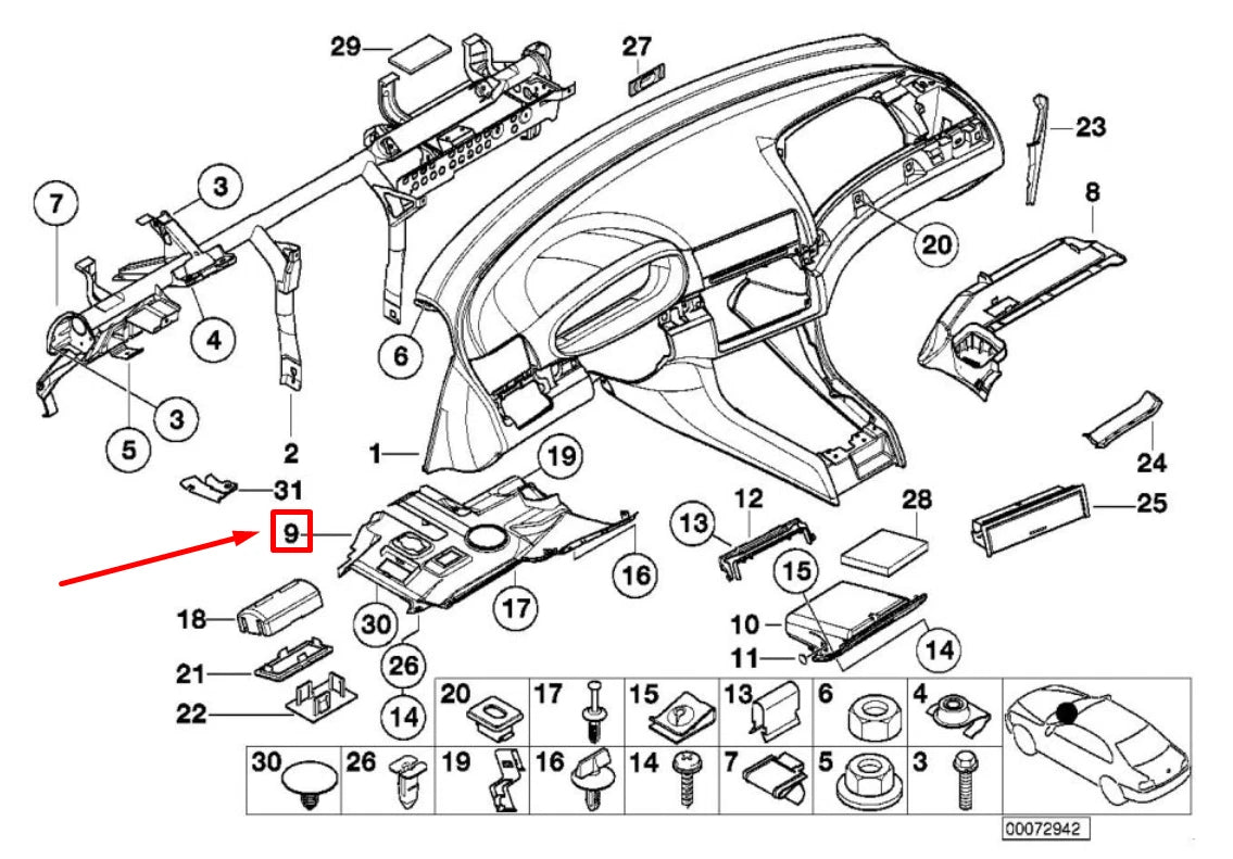 NEW BMW 3 E46 LEFT FOOT WELL TRIM 51457002608 7002608 ORIGINAL