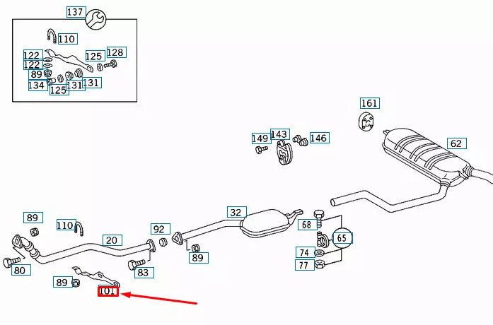 NEW MERCEDES-BENZ E W124 EXHAUST SYSTEM FRONT BRACKET A2014924741 ORIGINAL